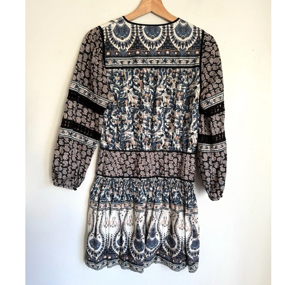 Sea NY • Gemma Long Sleeve Peasant Dress in Blue - Picture 8 of 9